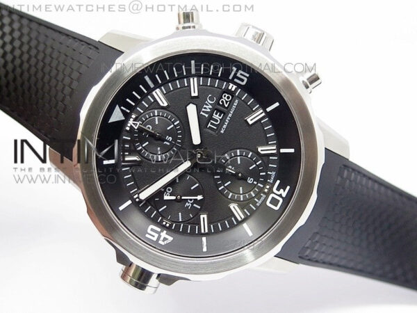 Aquatimer Costeau Diver Chrono SS Black Dial on Black Rubber Strap A7750 - Image 2