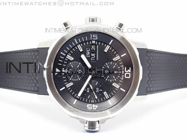 Aquatimer Costeau Diver Chrono SS Black Dial on Black Rubber Strap A7750 - Image 3