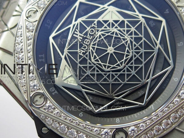 Big Bang Sang Bleu Ti Crystal Bezel WWF 1:1 Best Edition Black Skeletonal Dial On Black Gummy Strap Asian HB1213 V2 - Image 6