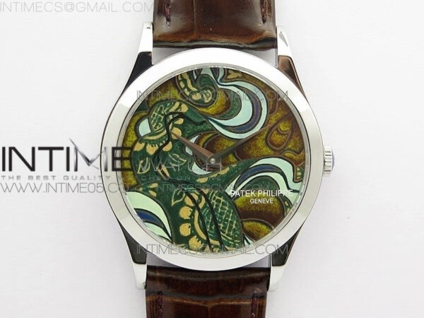 Classic 5077P-102 SS Case FLF Best Edition Real Enamel Dial 2 Brown Leather strap Cal.240