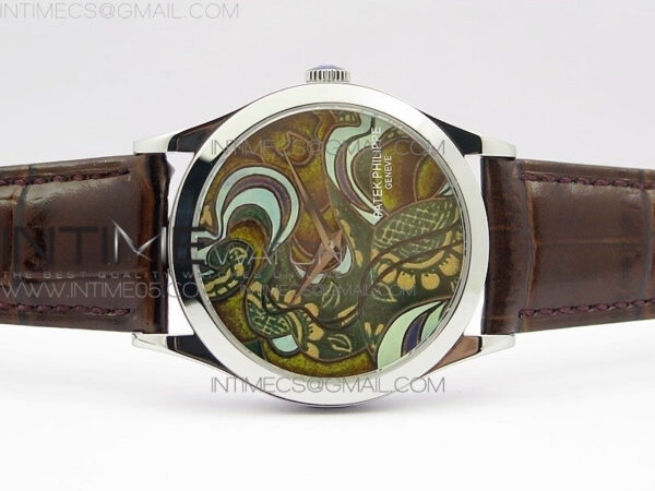 Classic 5077P-102 SS Case FLF Best Edition Real Enamel Dial 2 Brown Leather strap Cal.240 - Image 3