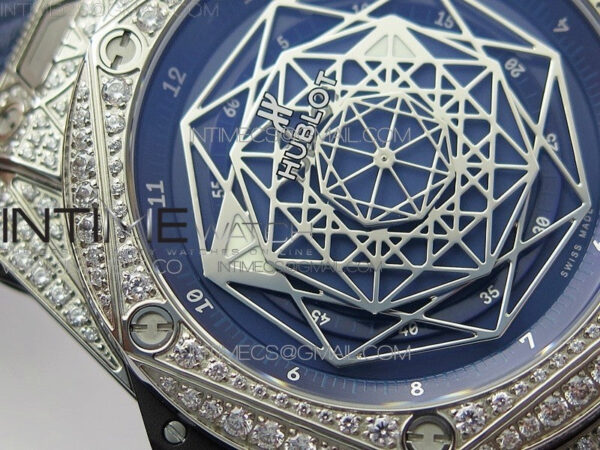 Big Bang Sang Bleu Ti Crystal Bezel And Case WWF 1:1 Best Edition Blue Skeletonal Dial On Blue Gummy Strap Asian HB1213 V2 - Image 6