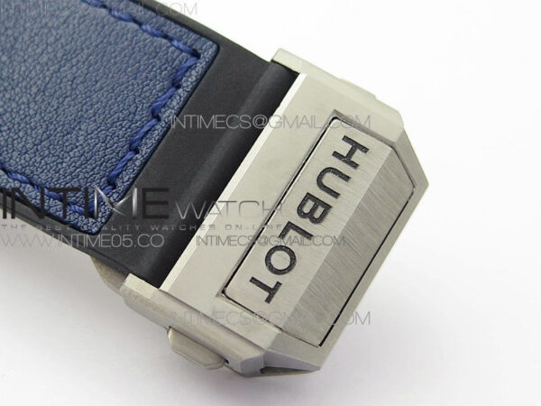 Big Bang Sang Bleu Ti Crystal Bezel And Case WWF 1:1 Best Edition Blue Skeletonal Dial On Blue Gummy Strap Asian HB1213 V2 - Image 12