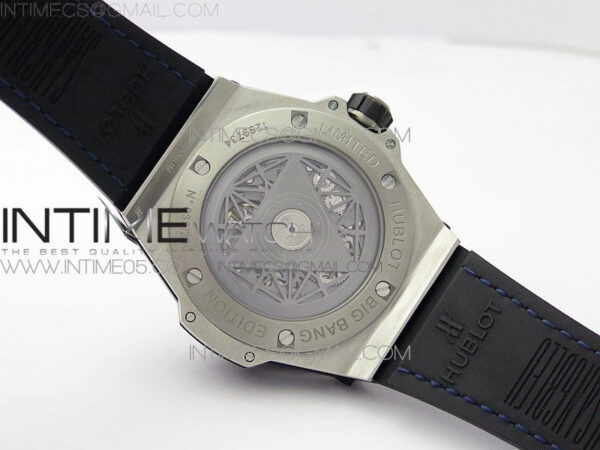 Big Bang Sang Bleu Ti Crystal Bezel And Case WWF 1:1 Best Edition Blue Skeletonal Dial On Blue Gummy Strap Asian HB1213 V2 - Image 17