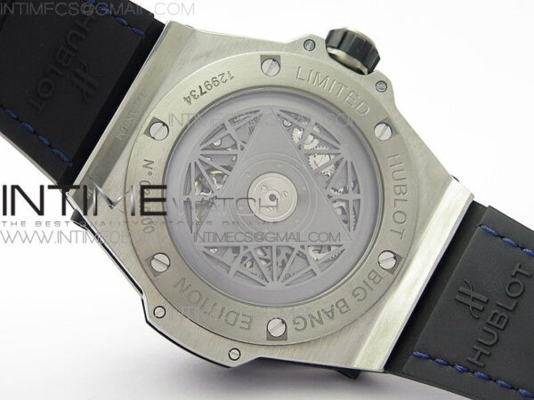Big Bang Sang Bleu Ti Crystal Bezel WWF 1:1 Best Edition Blue Skeletonal Dial On Blue Gummy Strap Asian HB1213 V2 - Image 18