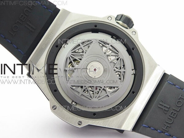 Big Bang Sang Bleu Ti Crystal Bezel WWF 1:1 Best Edition Blue Skeletonal Dial On Blue Gummy Strap Asian HB1213 V2 - Image 19
