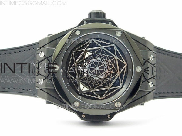 Big Bang Sang Bleu DLC Ti WWF 1:1 Best Edition Black Skeletonal Dial On Black Gummy Strap Asian HB1213 V2 - Image 3