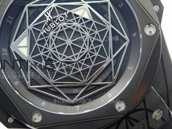 Big Bang Sang Bleu DLC Ti WWF 1:1 Best Edition Black Skeletonal Dial On Black Gummy Strap Asian HB1213 V2 - Image 5