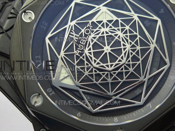 Big Bang Sang Bleu DLC Ti WWF 1:1 Best Edition Black Skeletonal Dial On Black Gummy Strap Asian HB1213 V2 - Image 6