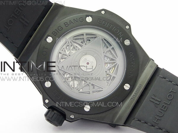 Big Bang Sang Bleu DLC Ti WWF 1:1 Best Edition Black Skeletonal Dial On Black Gummy Strap Asian HB1213 V2 - Image 18