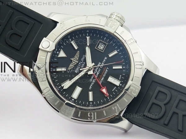 Avenger GMT SS Black Sticks Marker Dial on Rubber strap A2836 - Image 2