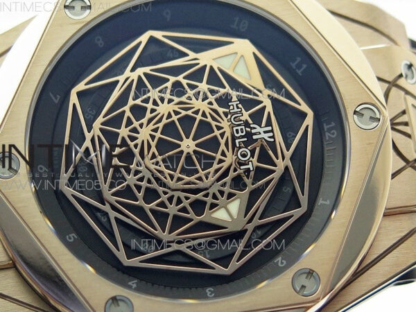 Big Bang Sang Bleu RG Ti WWF 1:1 Best Edition Black Skeletonal Dial On Black Gummy Strap Asian HB1213 V2 - Image 4