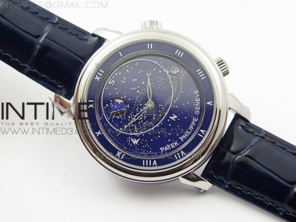 6104P Moon SS Blue Dial on Blue Leather Strap A240 V2 - Image 2