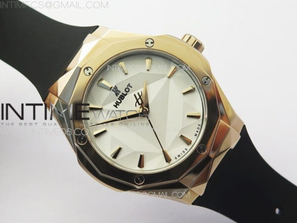 Classic Fusion Orlinski RG B50F 1:1 Best Edition White Faceted Dial on White Rubber Strap A2892 - Image 2
