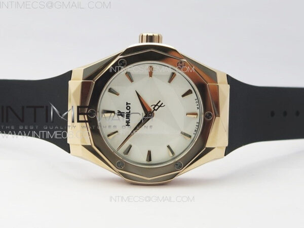 Classic Fusion Orlinski RG B50F 1:1 Best Edition White Faceted Dial on White Rubber Strap A2892 - Image 3