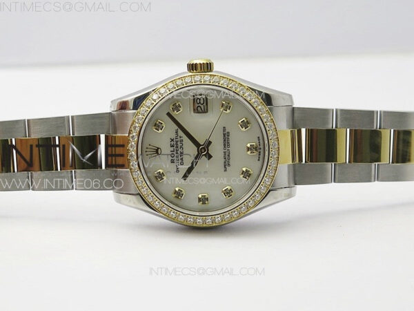 DateJust 31mm 72610 SS/YG Crystals Bezel APSF Best Edition White MOP Dial Crystals Markers on Oyster Bracelet A2824 - Image 4