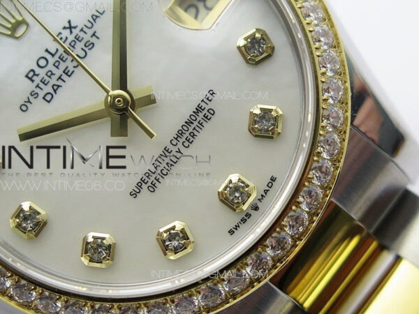 DateJust 31mm 72610 SS/YG Crystals Bezel APSF Best Edition White MOP Dial Crystals Markers on Oyster Bracelet A2824 - Image 6