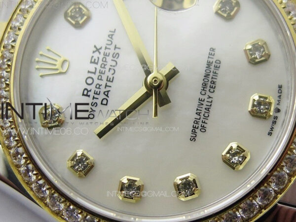 DateJust 31mm 72610 SS/YG Crystals Bezel APSF Best Edition White MOP Dial Crystals Markers on Oyster Bracelet A2824 - Image 7