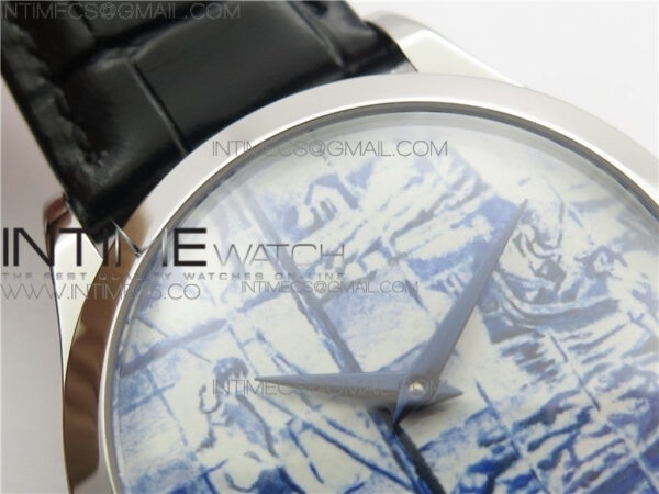Calatrava Azulejos SS 5089G-62 FL Enamel Dial on Black Leather Strap - Image 7