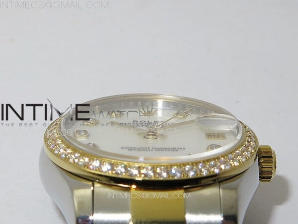 DateJust 31mm 72610 SS/YG Crystals Bezel APSF Best Edition White MOP Dial Crystals Markers on Oyster Bracelet A2824 - Image 8