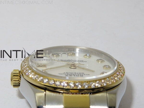 DateJust 31mm 72610 SS/YG Crystals Bezel APSF Best Edition White MOP Dial Crystals Markers on Oyster Bracelet A2824 - Image 11