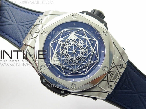Big Bang Sang Bleu Ti WWF 1:1 Best Edition Blue Skeletonal Dial On Blue Gummy Strap Asian HB1213 V2 - Image 2