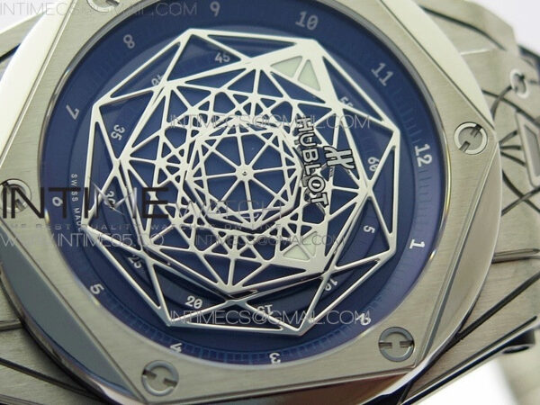 Big Bang Sang Bleu Ti WWF 1:1 Best Edition Blue Skeletonal Dial On Blue Gummy Strap Asian HB1213 V2 - Image 4