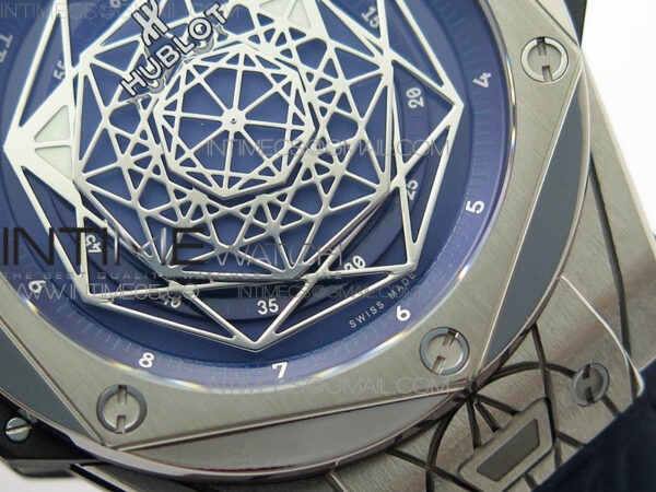 Big Bang Sang Bleu Ti WWF 1:1 Best Edition Blue Skeletonal Dial On Blue Gummy Strap Asian HB1213 V2 - Image 5