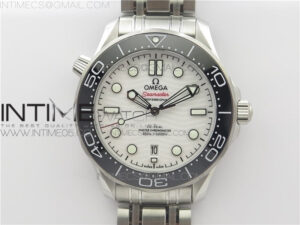 2019 SEAMASTER DIVER 300M SS VSF 1:1 BEST EDITION BLACK BEZEL WHITE DIAL ON SS BRACELET A8800 V2