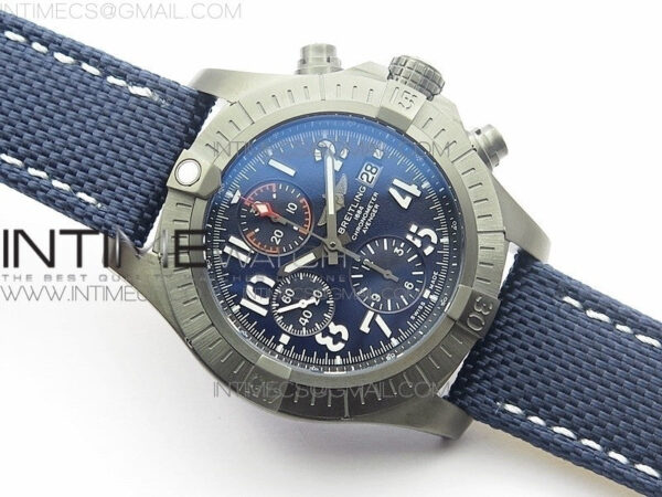Avenger Bandit V13317 Titanium DLC B50 Best Edition Blue Dial Numbers Makers on Blue Nylon strap A7750 - Image 2