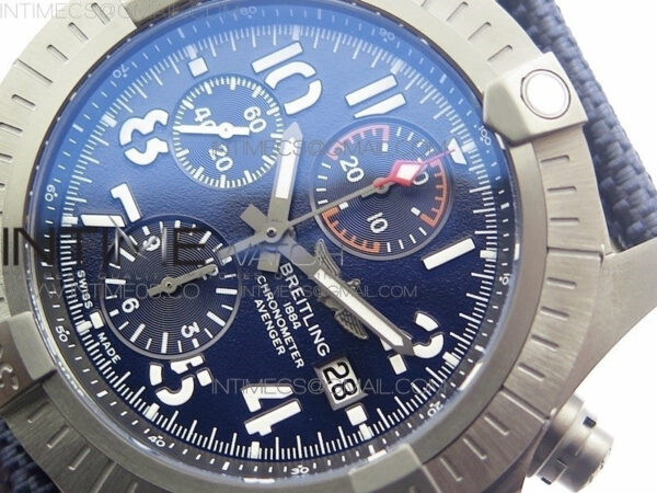 Avenger Bandit V13317 Titanium DLC B50 Best Edition Blue Dial Numbers Makers on Blue Nylon strap A7750 - Image 4
