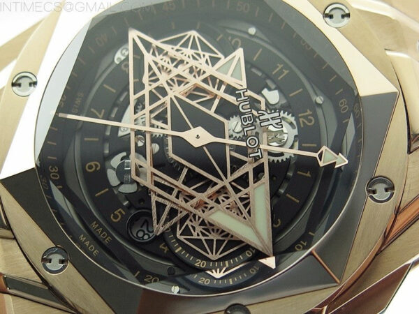 Big Bang Sang Bleu chrono RG B50 Black Skeletonal Dial On Black Gummy Strap Asian 7750 - Image 4