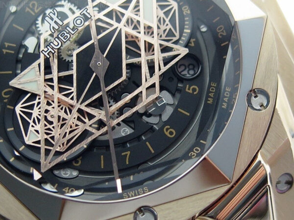 Big Bang Sang Bleu chrono RG B50 Black Skeletonal Dial On Black Gummy Strap Asian 7750 - Image 5