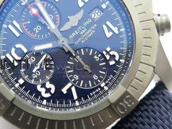 Avenger Bandit V13317 Titanium DLC B50 Best Edition Blue Dial Numbers Makers on Blue Nylon strap A7750 - Image 6