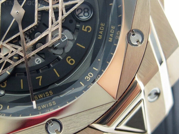 Big Bang Sang Bleu chrono RG B50 Black Skeletonal Dial On Black Gummy Strap Asian 7750 - Image 6