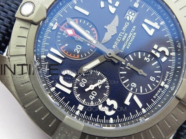 Avenger Bandit V13317 Titanium DLC B50 Best Edition Blue Dial Numbers Makers on Blue Nylon strap A7750 - Image 7