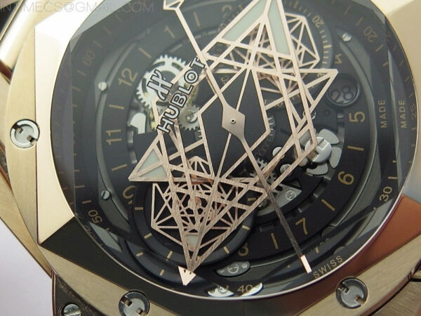 Big Bang Sang Bleu chrono RG B50 Black Skeletonal Dial On Black Gummy Strap Asian 7750 - Image 7