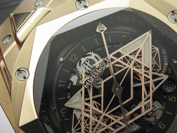 Big Bang Sang Bleu chrono RG B50 Black Skeletonal Dial On Black Gummy Strap Asian 7750 - Image 8