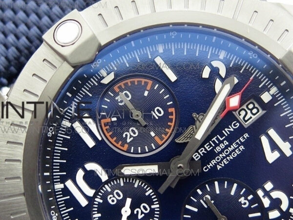 Avenger Bandit V13317 Titanium DLC B50 Best Edition Blue Dial Numbers Makers on Blue Nylon strap A7750 - Image 8