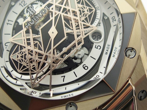 Big Bang Sang Bleu chrono RG B50 White Skeletonal Dial On Black Gummy Strap Asian 7750 - Image 5