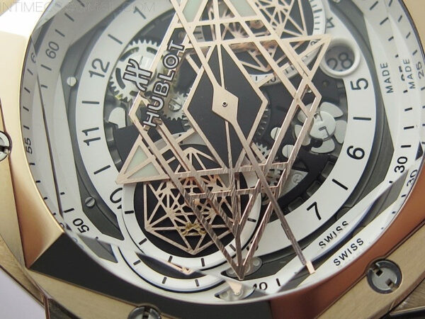 Big Bang Sang Bleu chrono RG B50 White Skeletonal Dial On Black Gummy Strap Asian 7750 - Image 7