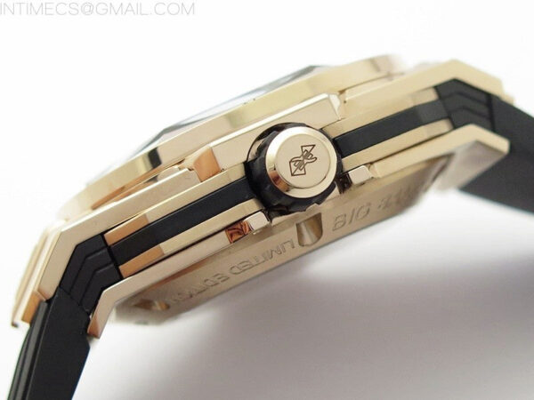 Big Bang Sang Bleu chrono RG B50 White Skeletonal Dial On Black Gummy Strap Asian 7750 - Image 9