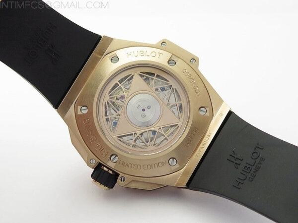Big Bang Sang Bleu chrono RG B50 White Skeletonal Dial On Black Gummy Strap Asian 7750 - Image 19