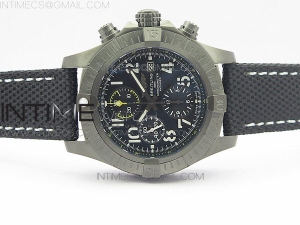 Avenger Bandit V13317 Titanium DLC B50 Best Edition Black Dial Numbers Makers on Black Nylon strap A7750 - Image 3