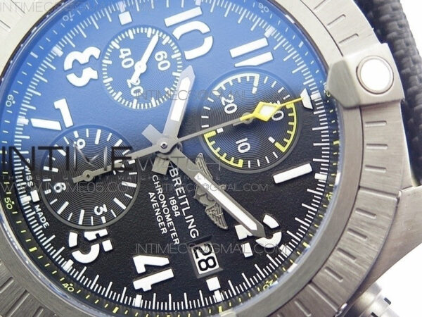 Avenger Bandit V13317 Titanium DLC B50 Best Edition Black Dial Numbers Makers on Black Nylon strap A7750 - Image 4