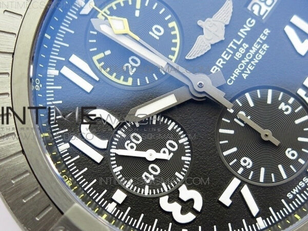 Avenger Bandit V13317 Titanium DLC B50 Best Edition Black Dial Numbers Makers on Black Nylon strap A7750 - Image 7