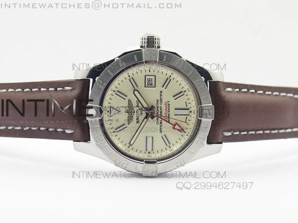 Avenger GMT SS White Stick Marker Dial on Leather strap A2836 - Image 3
