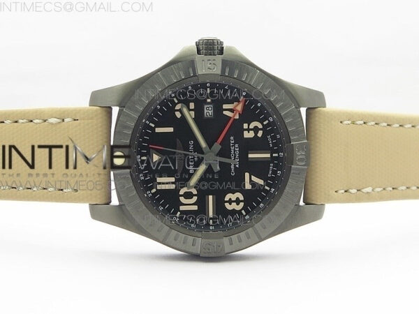AVENGER V32395 Ti DLC 1:1 Best Edition Black Dial on Leather Strap A2824 - Image 3