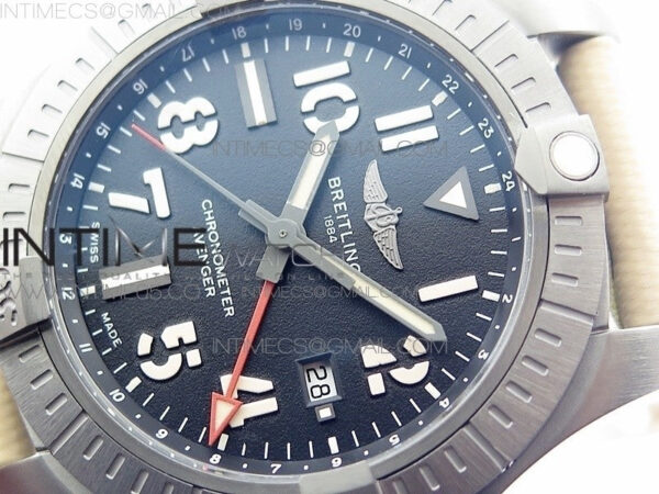 AVENGER V32395 Ti DLC 1:1 Best Edition Black Dial on Leather Strap A2824 - Image 4