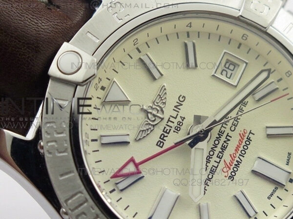 Avenger GMT SS White Stick Marker Dial on Leather strap A2836 - Image 5